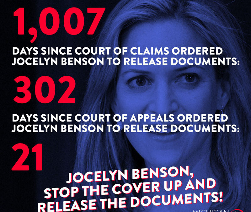 21 Days After Court Ruling, Democrat Secretary Benson Still Hiding Documents